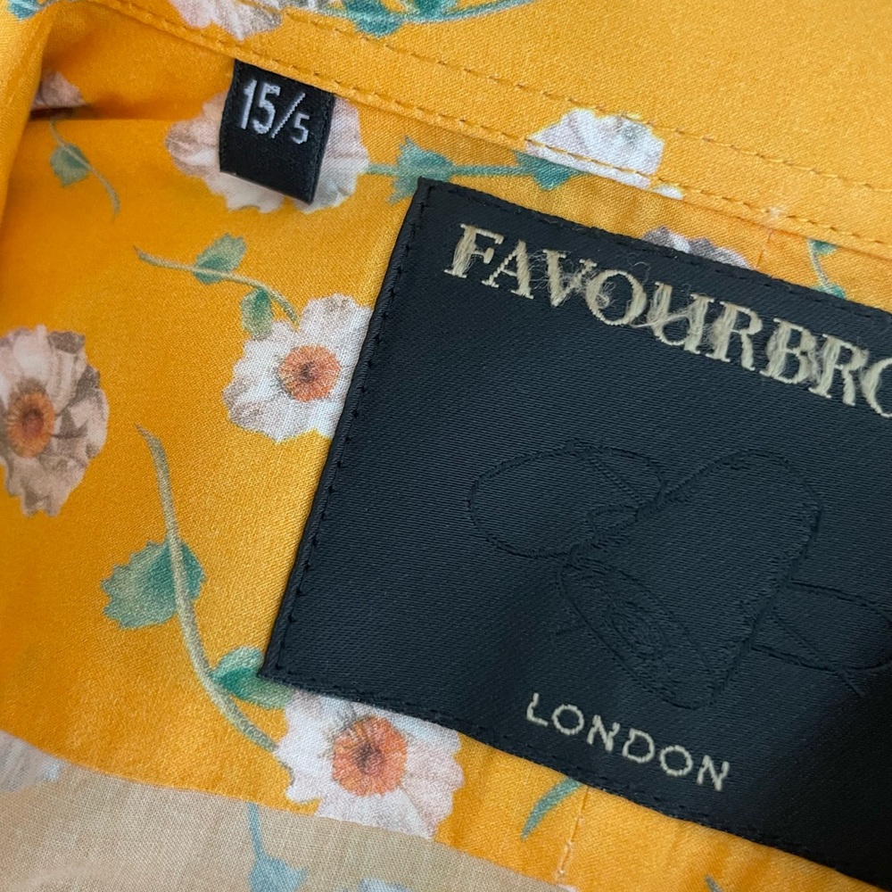 Favourbrook London classic Cotton Dress Shirt floral print Men’s 15 1/2